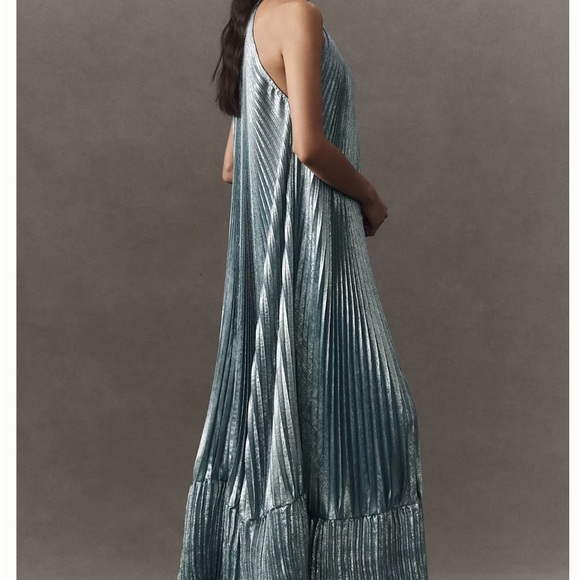 NWT L'IDÉE MYSTIQUE PLEATED SHIMMER MAXI DRESS - Picture 3 of 7